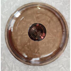 Pyrex Visions & Fireside V-1-C Amber Lid 6.5" small brown round glass top